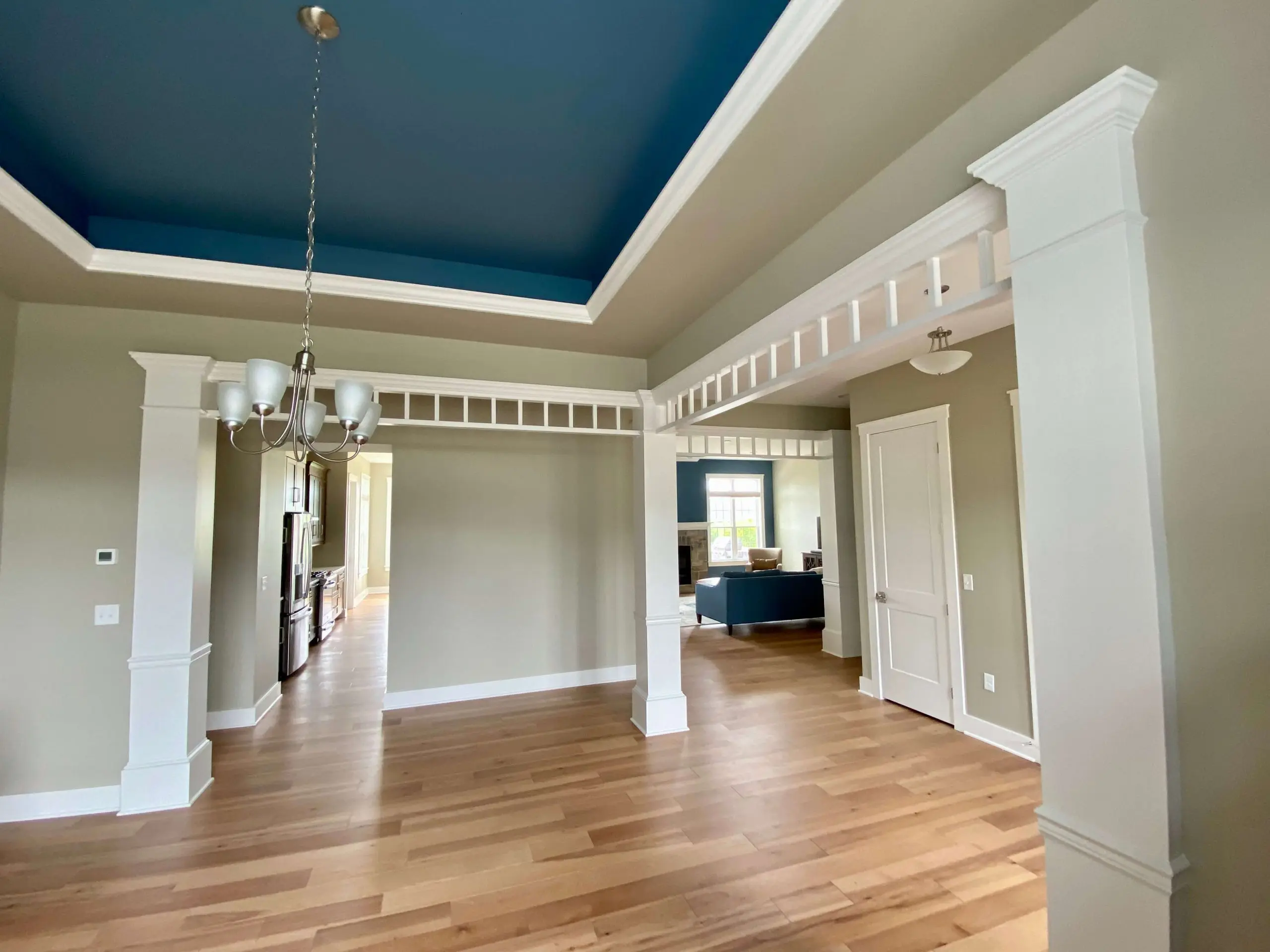 blue ceiling painted professionally white walls in lancaster home