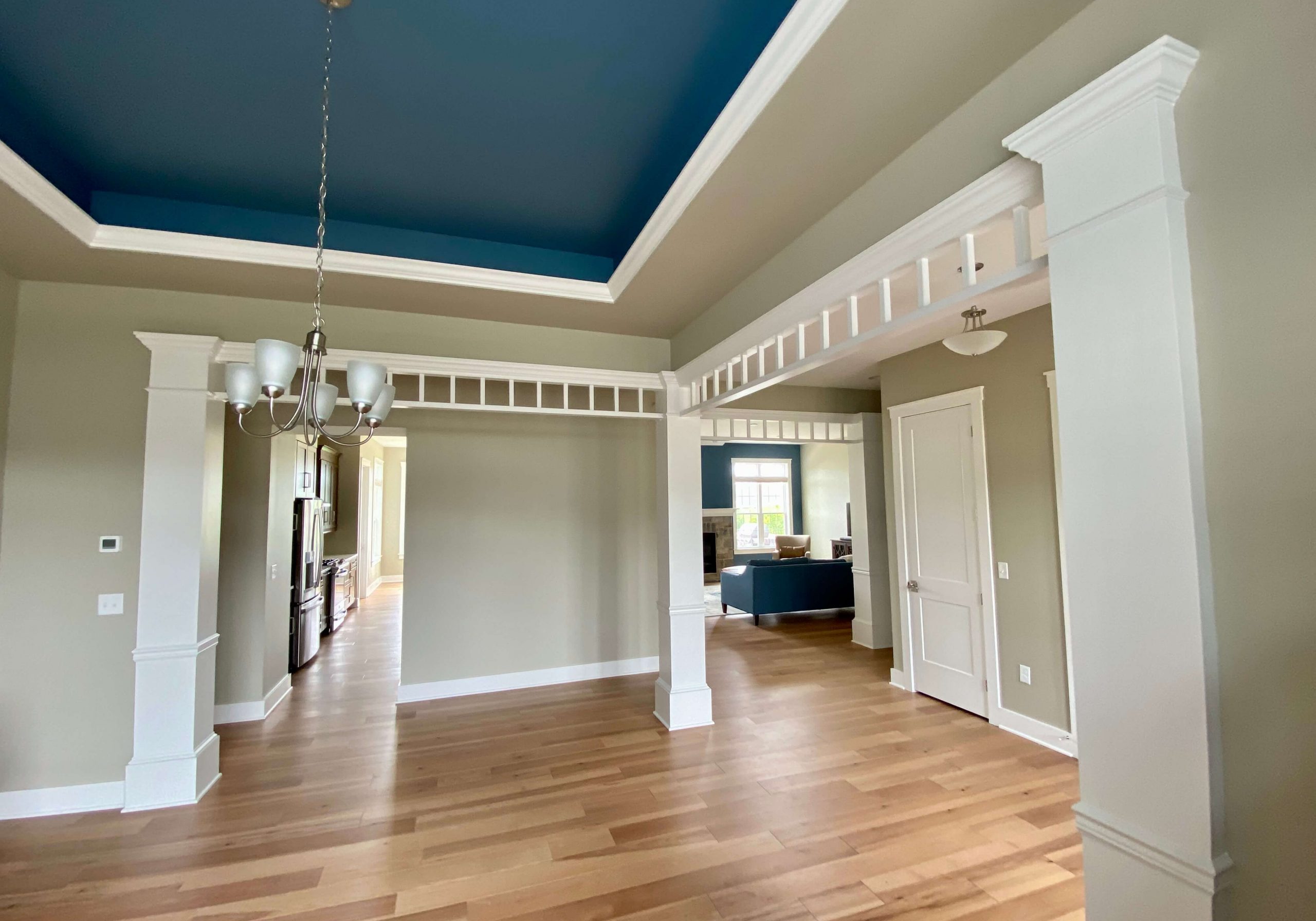 blue ceiling painted professionally white walls in lancaster home