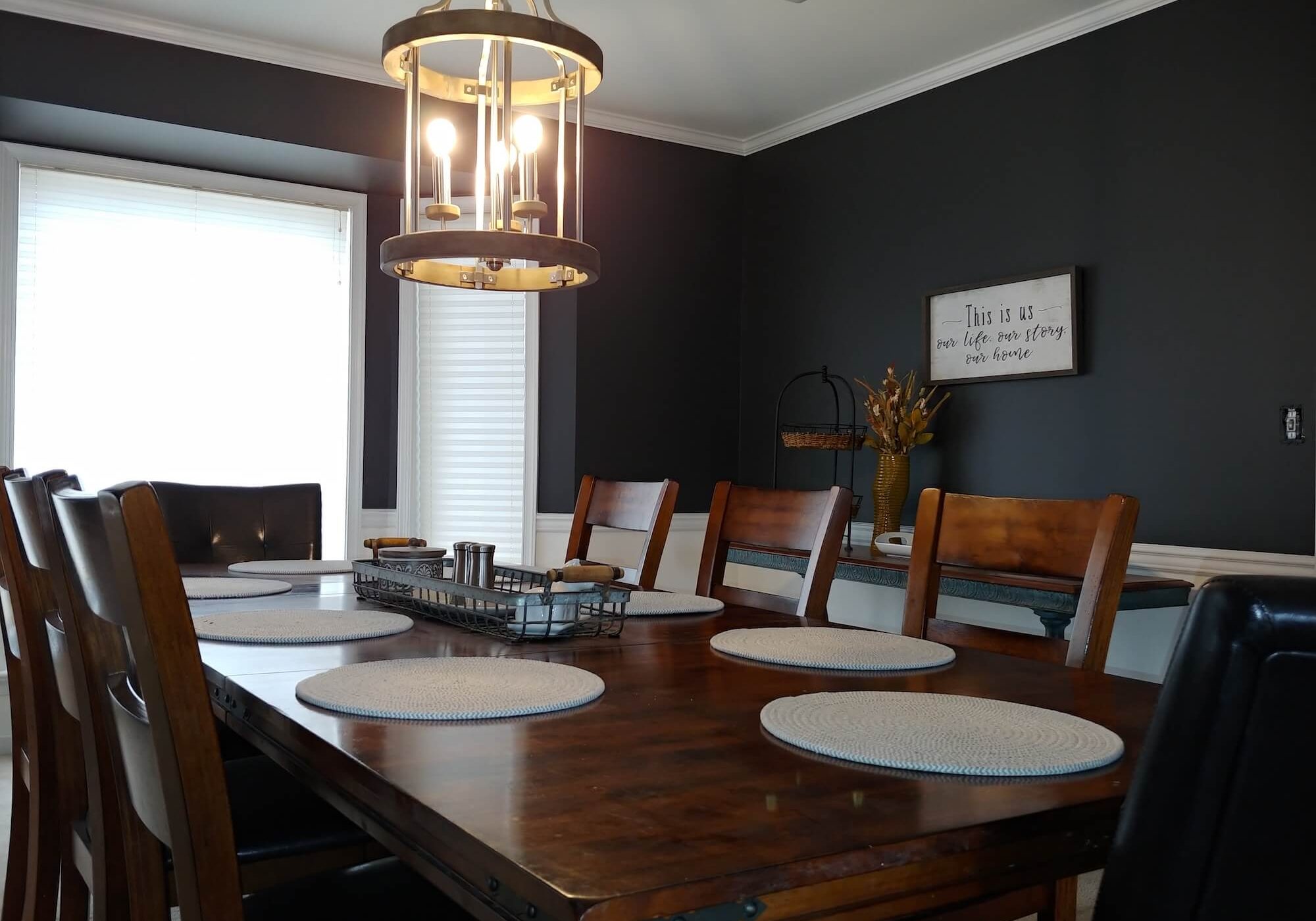 blue dining room walls painted professionally in lancaster home